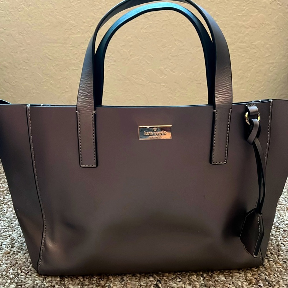 Kate Spade Gray Leather Tote Bag